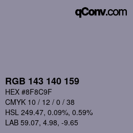 カラーコード: RGB 143 140 159 | qconv.com