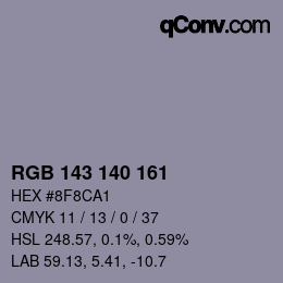 颜色代码: RGB 143 140 161 | qconv.com