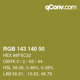 Color code: RGB 143 140 50 | qconv.com