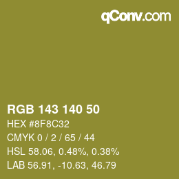 カラーコード: RGB 143 140 50 | qconv.com