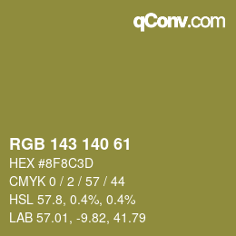 カラーコード: RGB 143 140 61 | qconv.com