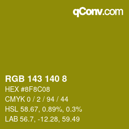 Color code: RGB 143 140 8 | qconv.com