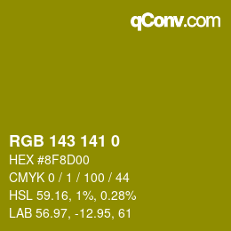 カラーコード: RGB 143 141 0 | qconv.com