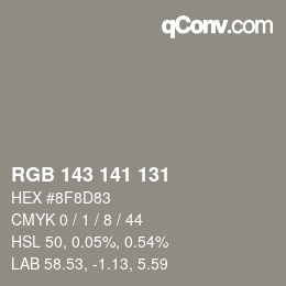 Color code: RGB 143 141 131 | qconv.com