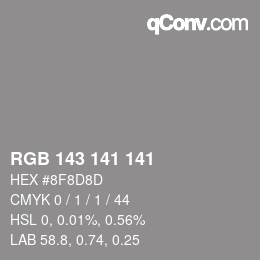 颜色代码: RGB 143 141 141 | qconv.com