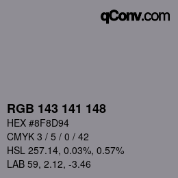 颜色代码: RGB 143 141 148 | qconv.com