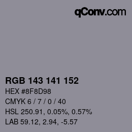 Color code: RGB 143 141 152 | qconv.com