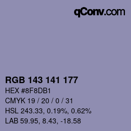 カラーコード: RGB 143 141 177 | qconv.com