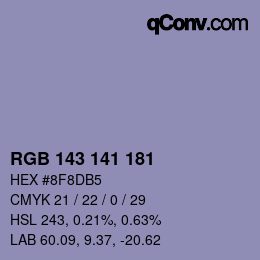 Color code: RGB 143 141 181 | qconv.com