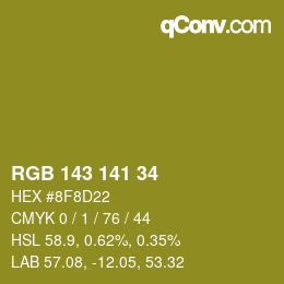 カラーコード: RGB 143 141 34 | qconv.com