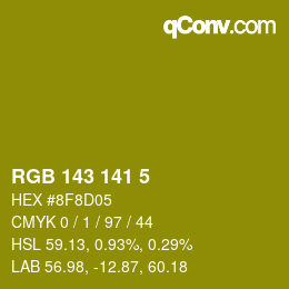 Color code: RGB 143 141 5 | qconv.com