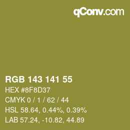 カラーコード: RGB 143 141 55 | qconv.com