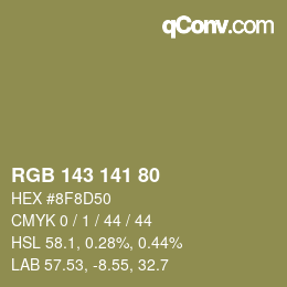 颜色代码: RGB 143 141 80 | qconv.com