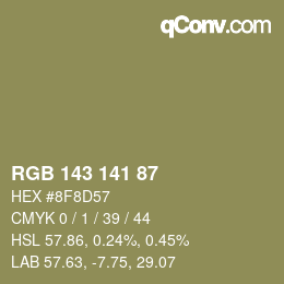 カラーコード: RGB 143 141 87 | qconv.com
