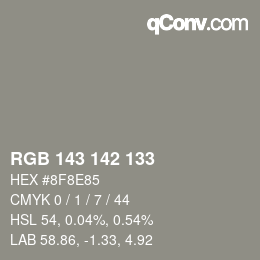カラーコード: RGB 143 142 133 | qconv.com
