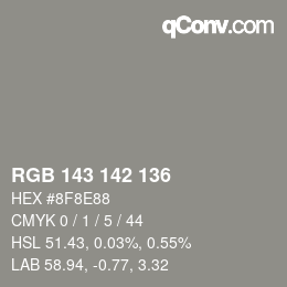 カラーコード: RGB 143 142 136 | qconv.com