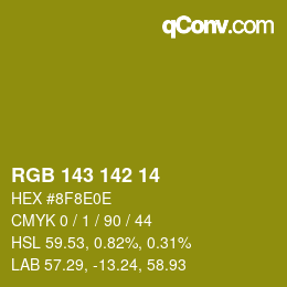 Color code: RGB 143 142 14 | qconv.com