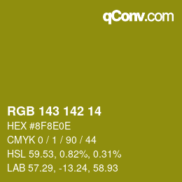 Color code: RGB 143 142 14 | qconv.com