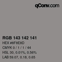 カラーコード: RGB 143 142 141 | qconv.com