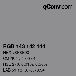 カラーコード: RGB 143 142 144 | qconv.com