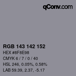 カラーコード: RGB 143 142 152 | qconv.com