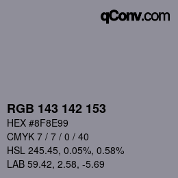 Color code: RGB 143 142 153 | qconv.com