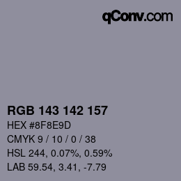Color code: RGB 143 142 157 | qconv.com