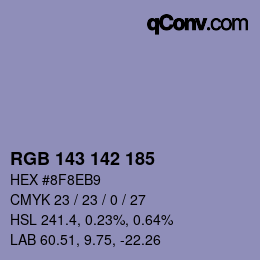 Color code: RGB 143 142 185 | qconv.com