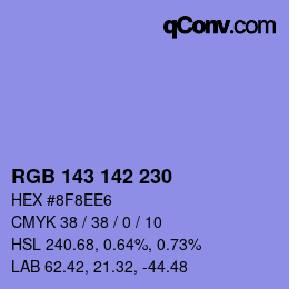 カラーコード: RGB 143 142 230 | qconv.com