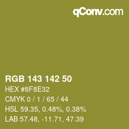 カラーコード: RGB 143 142 50 | qconv.com