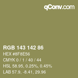 カラーコード: RGB 143 142 86 | qconv.com