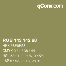 カラーコード: RGB 143 142 88 | qconv.com