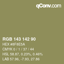 Color code: RGB 143 142 90 | qconv.com