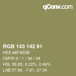 Color code: RGB 143 142 91 | qconv.com