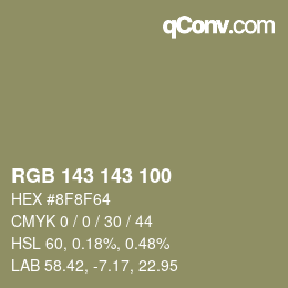 Color code: RGB 143 143 100 | qconv.com