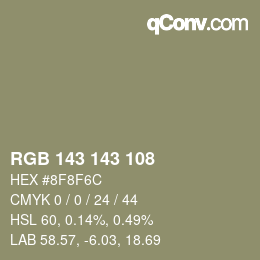 Color code: RGB 143 143 108 | qconv.com
