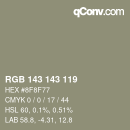 颜色代码: RGB 143 143 119 | qconv.com