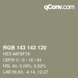 Color code: RGB 143 143 120 | qconv.com