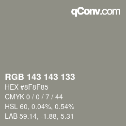 颜色代码: RGB 143 143 133 | qconv.com