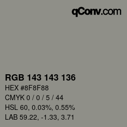 Color code: RGB 143 143 136 | qconv.com