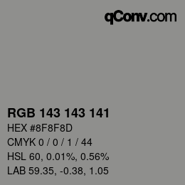 カラーコード: RGB 143 143 141 | qconv.com