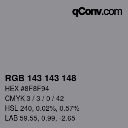颜色代码: RGB 143 143 148 | qconv.com
