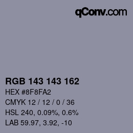 カラーコード: RGB 143 143 162 | qconv.com