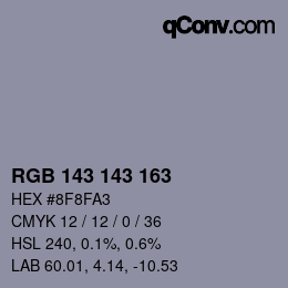 颜色代码: RGB 143 143 163 | qconv.com