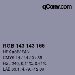 Color code: RGB 143 143 166 | qconv.com