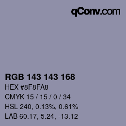 颜色代码: RGB 143 143 168 | qconv.com