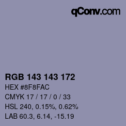 颜色代码: RGB 143 143 172 | qconv.com