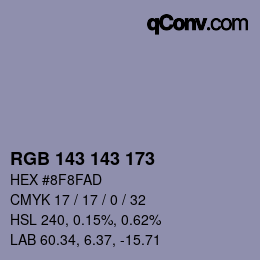 Color code: RGB 143 143 173 | qconv.com