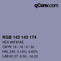 颜色代码: RGB 143 143 174 | qconv.com