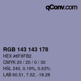 颜色代码: RGB 143 143 178 | qconv.com